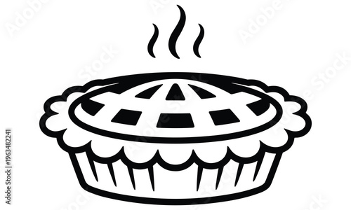 Vector graphic illustration of a hot pie with steam rising