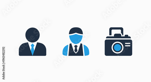 People and photography icons: man, business man, camera