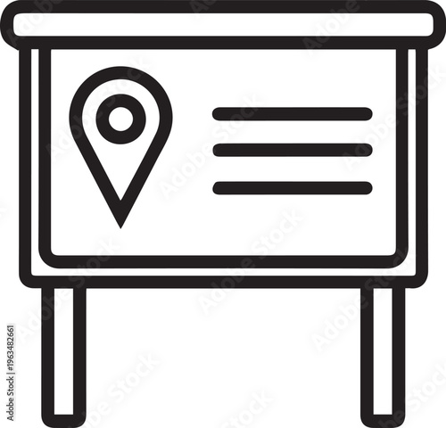 Vector graphic illustration featuring a clean and informative signpost, with the distinctive symbol of a location marker to guide the way.