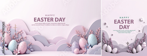Elegant easter day background, Decorative happy easter day background for website, social media template