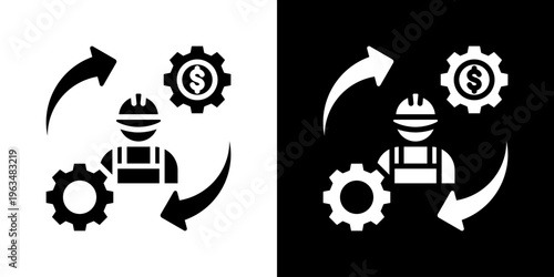 Management Icon Set Vector Collection Isolated In Black And White