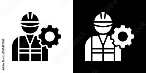 Contractor Icon Set Vector Collection Isolated In Black And White