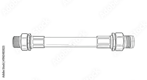 Metal pipe fitting outline with threaded ends plumbing