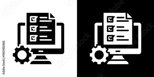 Online Survey Icon Set Vector Collection Isolated In Black And White