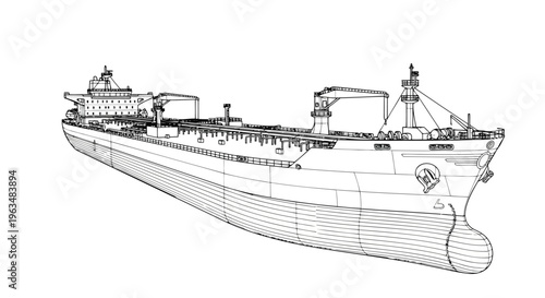 Oil Tanker Ship Blueprint Line Drawing oil tanker, ship, vessel, cargo ship, maritime