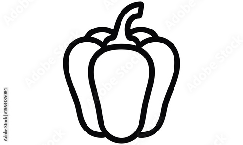 Black line art illustration of a bell pepper