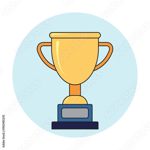 Simple illustration of a shiny gold trophy cup isolated on white background