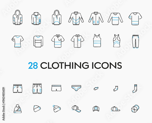 Minimalist Line Clothing Icons Collection, Fashion Element, Garment Symbol Design