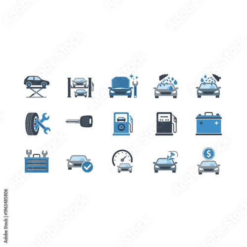 Automotive repair and maintenance icons set