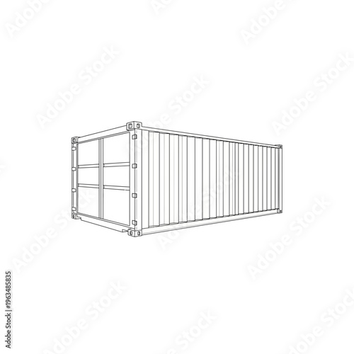 Perspective shipping container icon for logistics and freight services