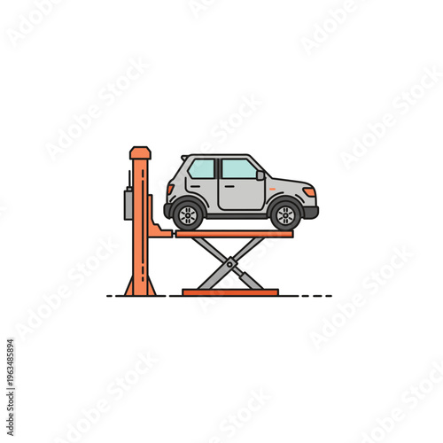 Car repair hydraulic lift service station icon flat vector illustration