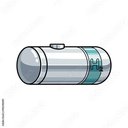 Compressed hydrogen gas cylinder tank vector icon for clean energy