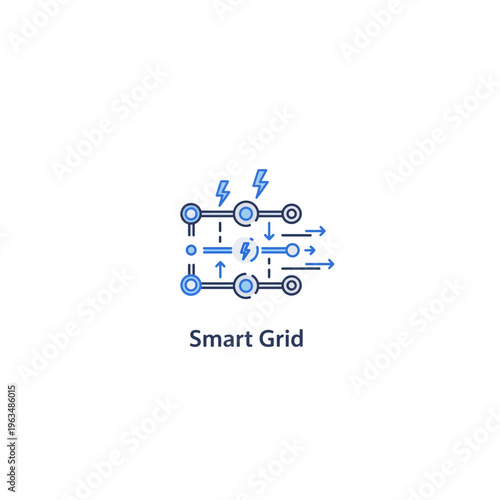 Smart grid network technology vector icon