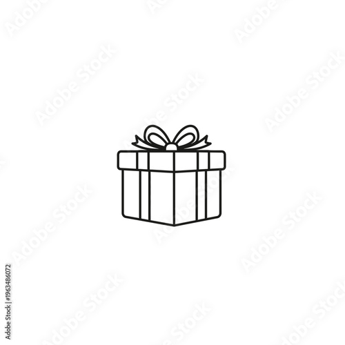 Simple gift box icon isolated outline illustration with minimalist black and