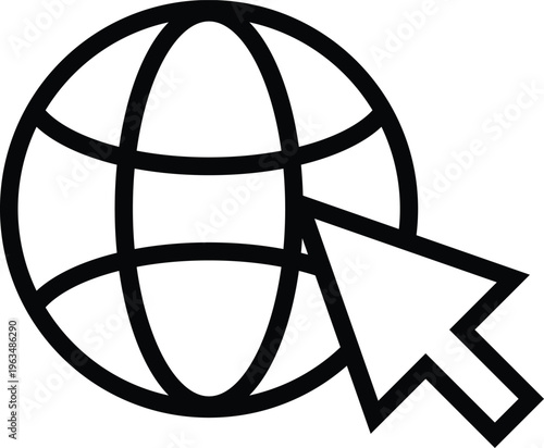 Internet with Cursor Icon for Web Navigation