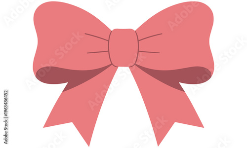 Pink ribbon bow vector graphic illustration for gift wrapping and decoration