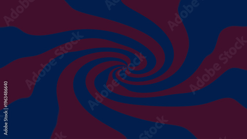 Abstract optical illusion background with dark blue maroon spiral vortex bands, hypnotic rotating motion, and vibrant geometric decorative layout