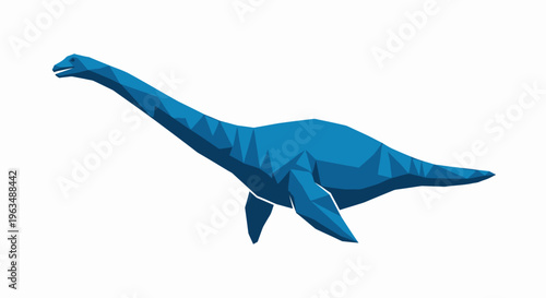 Blue dinosaur origami paper model.