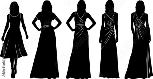 Set of woman silhouettes. Collection of fashion woman model silhouette. Girls woman sexy posing set vector silhouette. Vector illustration