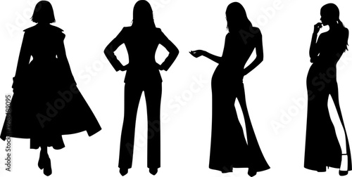 silhouette of a models wears dresses