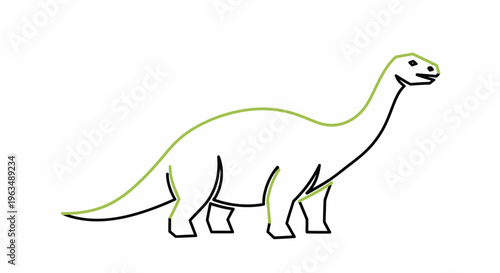 Dinosaur Walking on Four Legs Slowly.