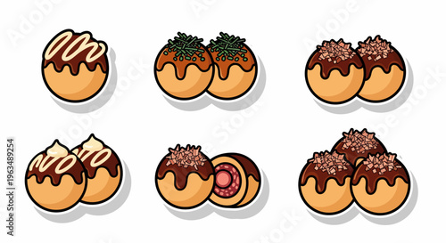 Donuts with chocolate frosting toppings.
