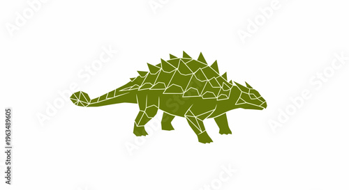 Green Stegosaurus Dinosaur Walking Profile.