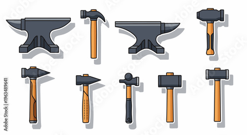 Hammers and anvils metalworking tools.