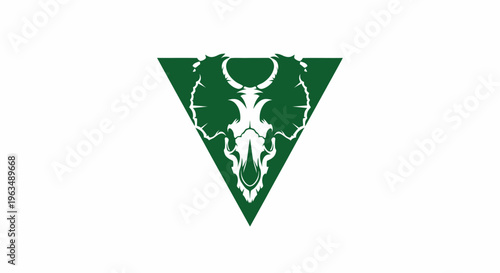 Green triangle with white goat head.