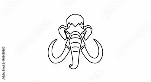 Mammoth animal head drawing illustration.