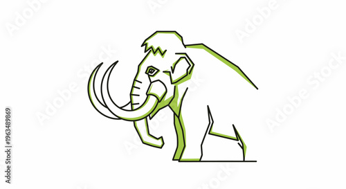Mammoth animal with large tusks standing.