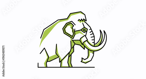 Mammoth animal with large tusks walking.