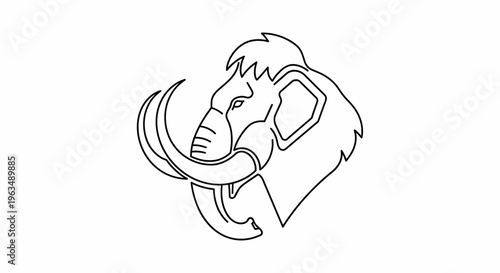 Mammoth Head Side View Illustration.