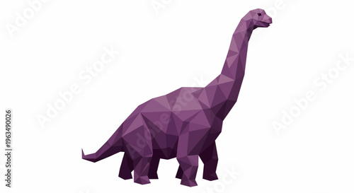 Purple Dinosaur Polyhedron Model Illustration.