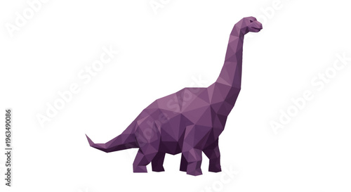 Purple Origami Dinosaur Model Toy.