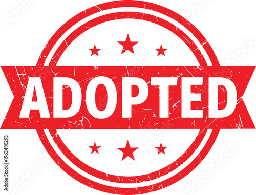 ADOPTED circle red rubber stamp text
