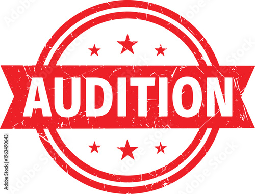 AUDITION circle red rubber stamp text