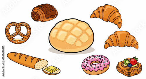 Assorted Baked Bread and Pastry.