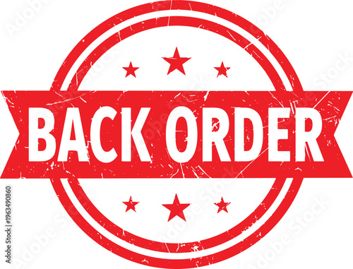 BACK ORDER circle red rubber stamp text