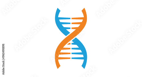 Abstract illustration of a dna double helix in orange and blue