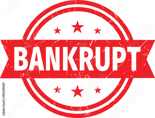 BANKRUPT circle red rubber stamp text
