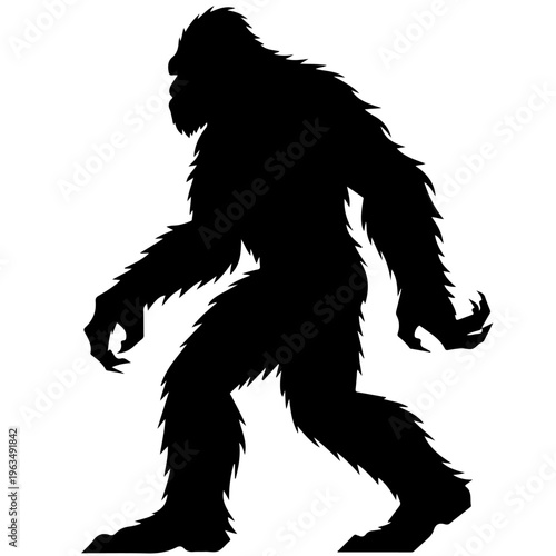 Mysterious silhouette of a large upright bipedal creature resembling a sasquatch