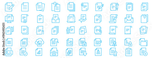 Legal documents icon set. Editable line icons. Vector illustration.