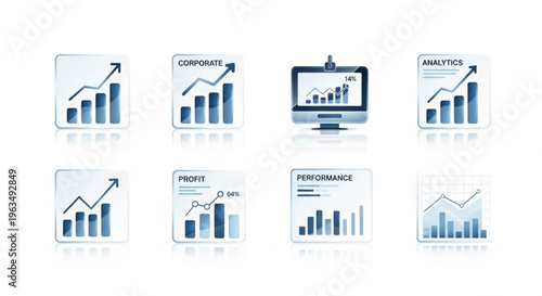 Glassmorphism corporate bar chart. Modern transparent bar graph for business data and analytics visualization..eps