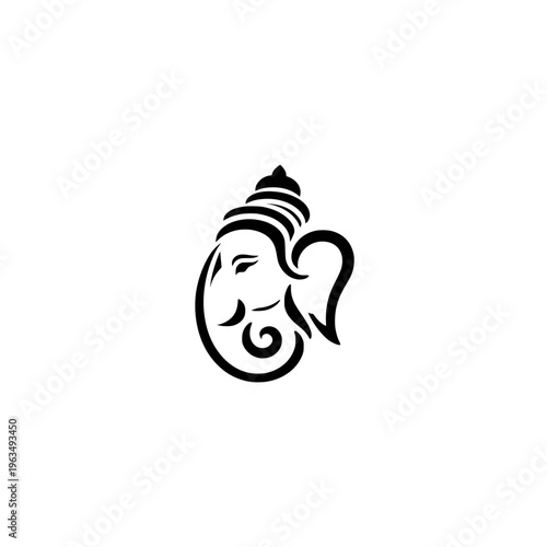 Stylized black silhouette of the elephant-headed Hindu god Ganesha, symbolizing wisdom, new beginnings, and prosperity.