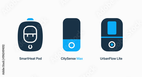 Smart home and urban sensing iot devices icons: connected living, city management, and automation solutions flat vector illustration