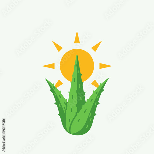 Vibrant aloe vera plant under a radiant sun, symbolizing natural growth, health, and refreshing hydration for skincare and wellness products