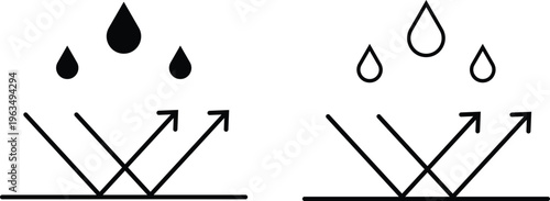 Water Droplets Falling Onto Surface With Arrows Indicating Reflection And Refraction  Science Diagram