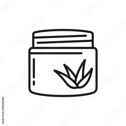 Jar with aloe vera plant icon, symbolizing natural skincare and organic beauty products for a healthy lifestyle