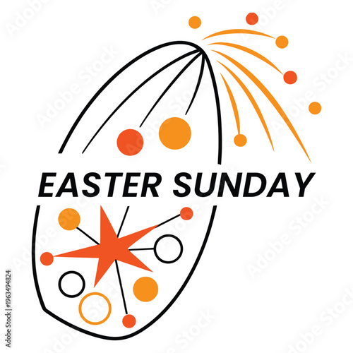 Mid Century Modern Atomic Easter Egg with Retro Sputnik Style